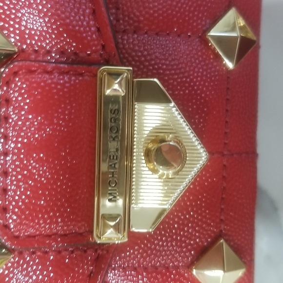 NWT!  MICHAEL KORS SOHO SMALL CRIMSON 🔥🔥 STUDDED CHAIN LEATHER SHOULDER BAG - Picture 11 of 14